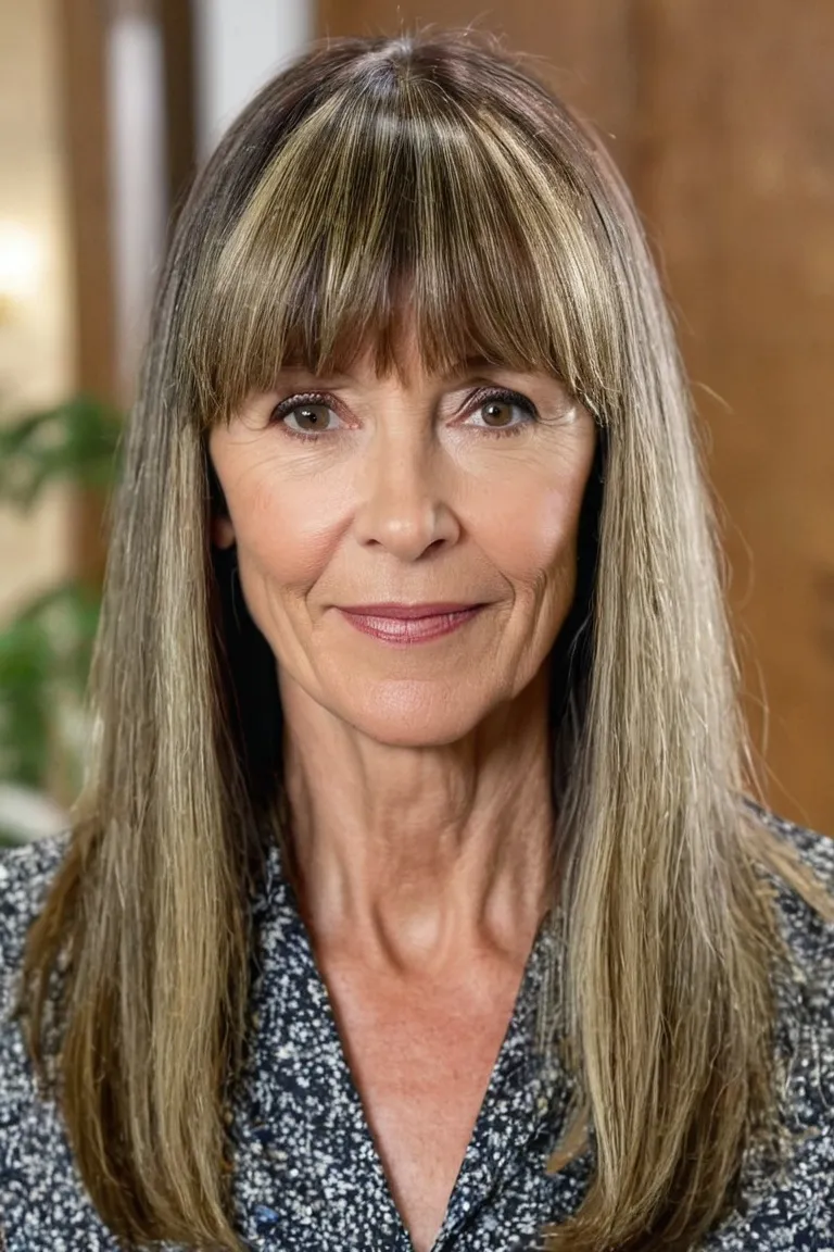 Blunt Bangs With Highlights