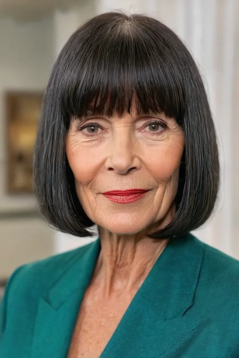 Blunt Long Bob With Bangs