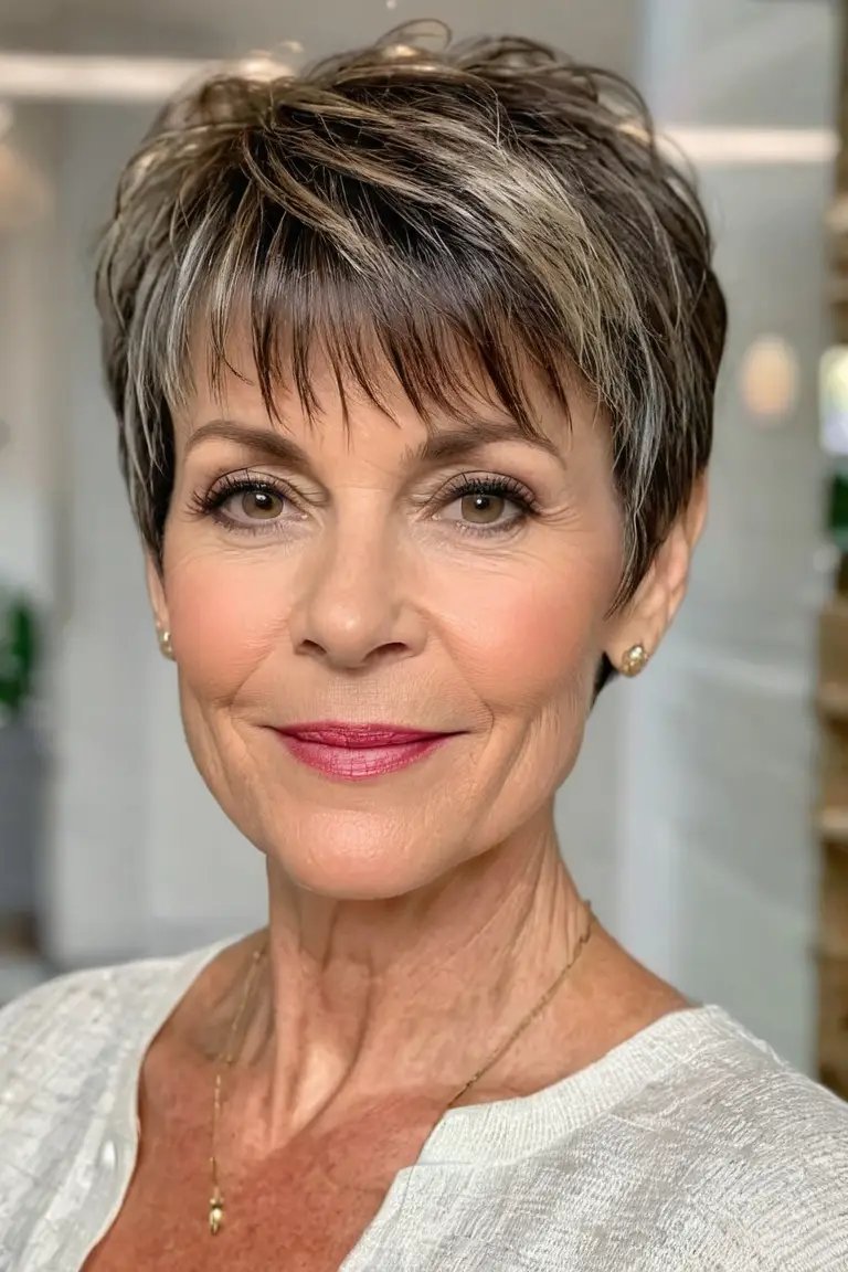 Brushed-Forward Pixie With Bangs