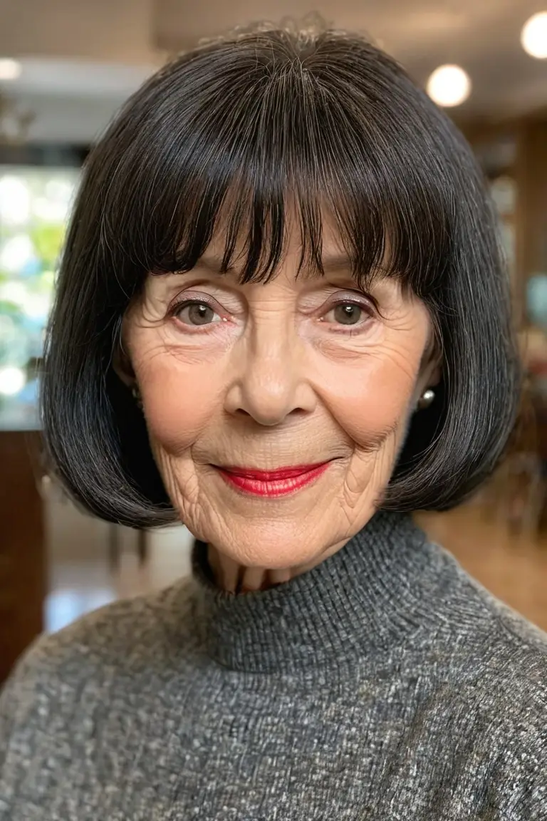 Chin-Length Bob With Full Bangs
