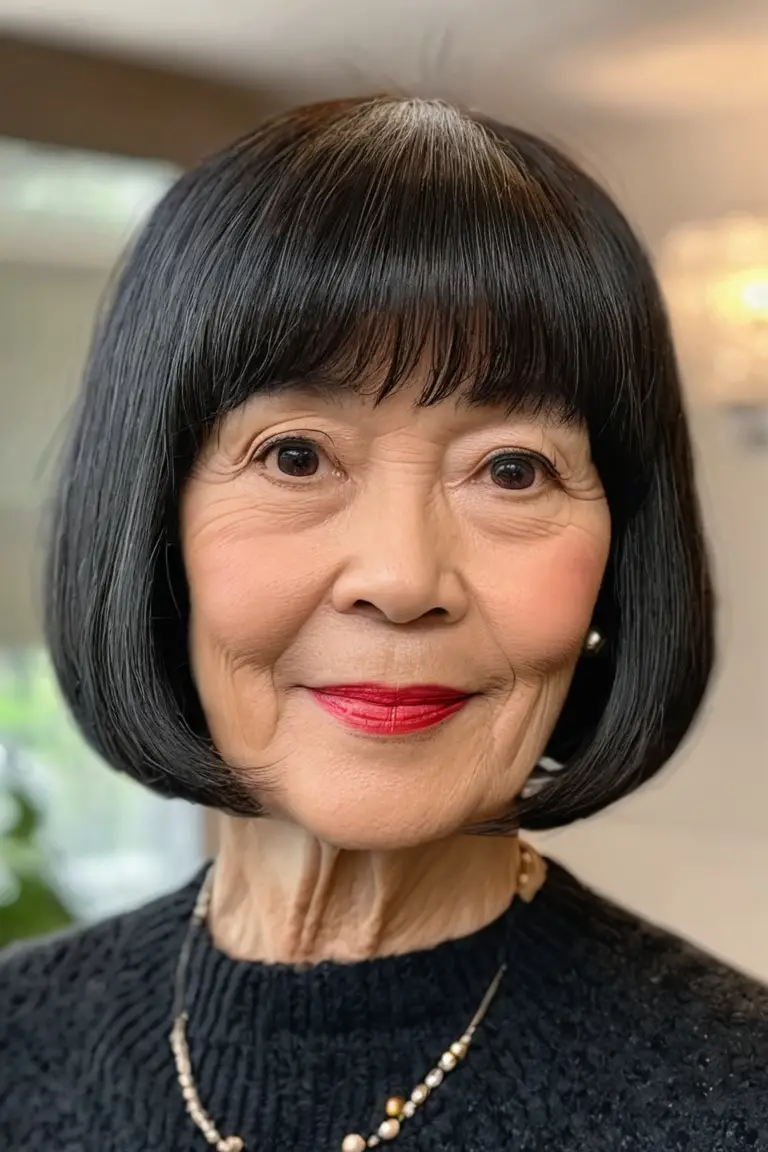 Chin-Length Bob With Full Bangs