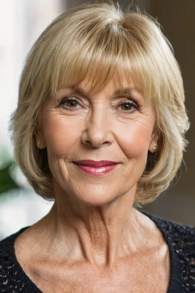 Cropped Blonde Layers With Bangs