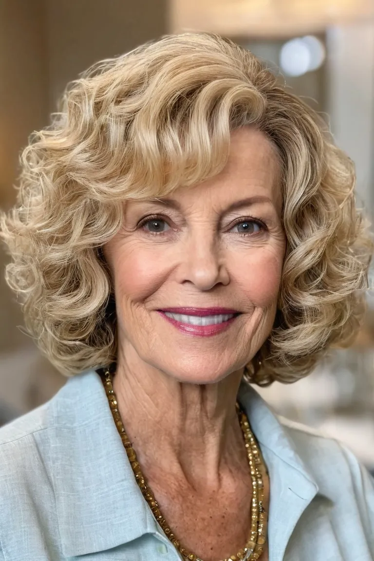 Curly Blonde Bob