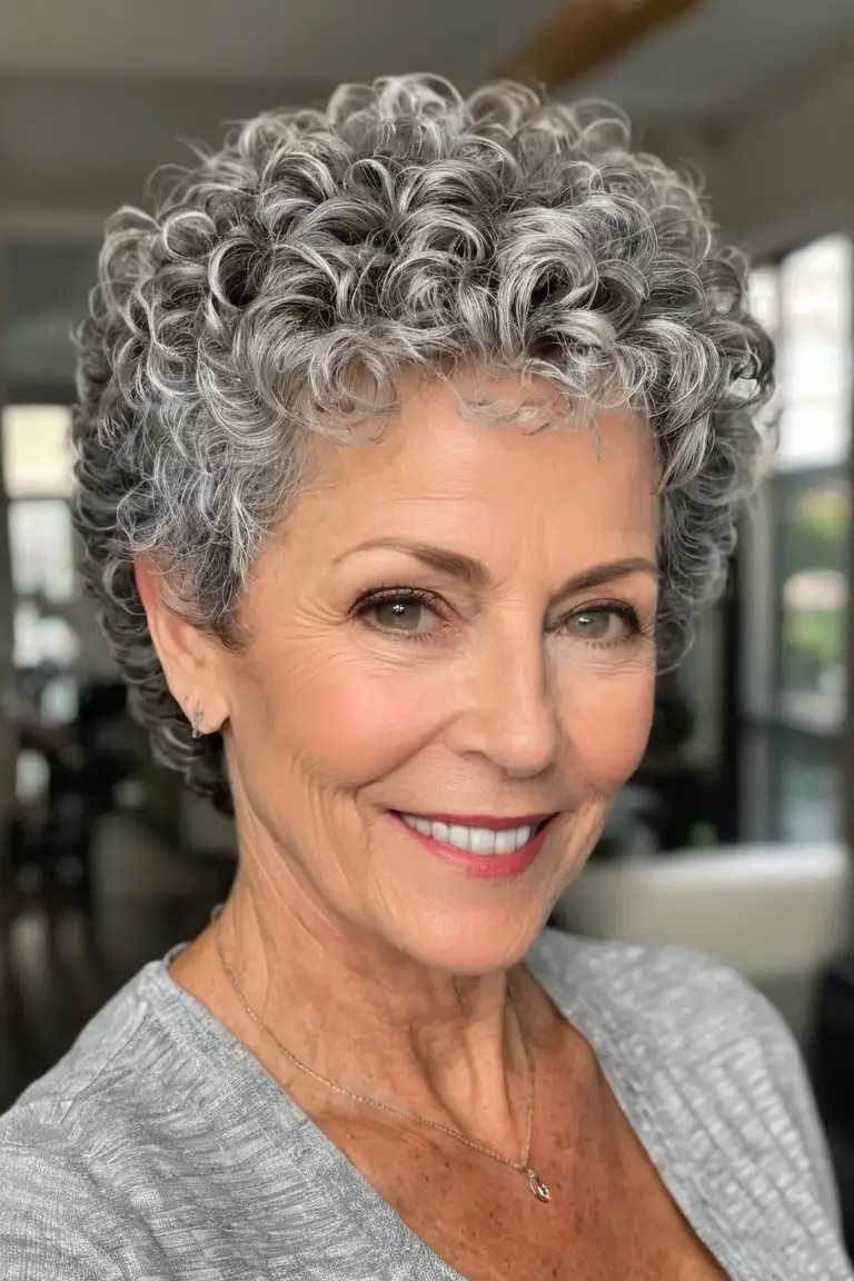Curly Gray Pixie