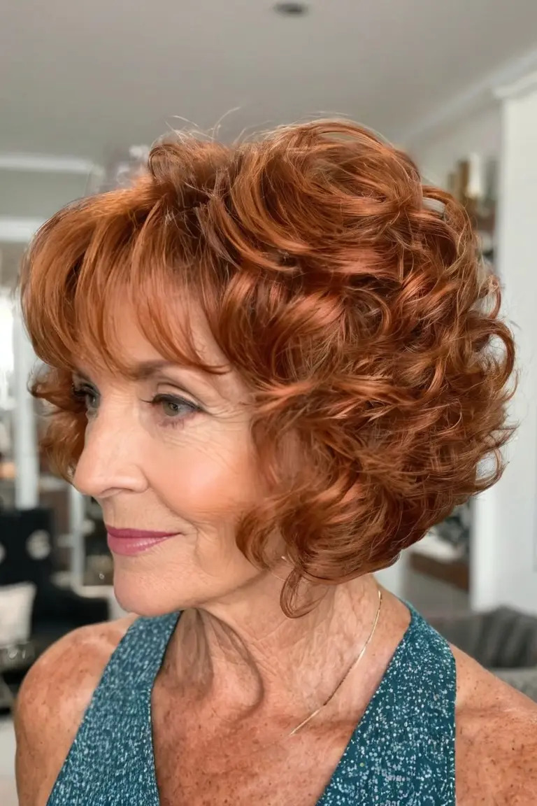 Curly Layered Copper Bob