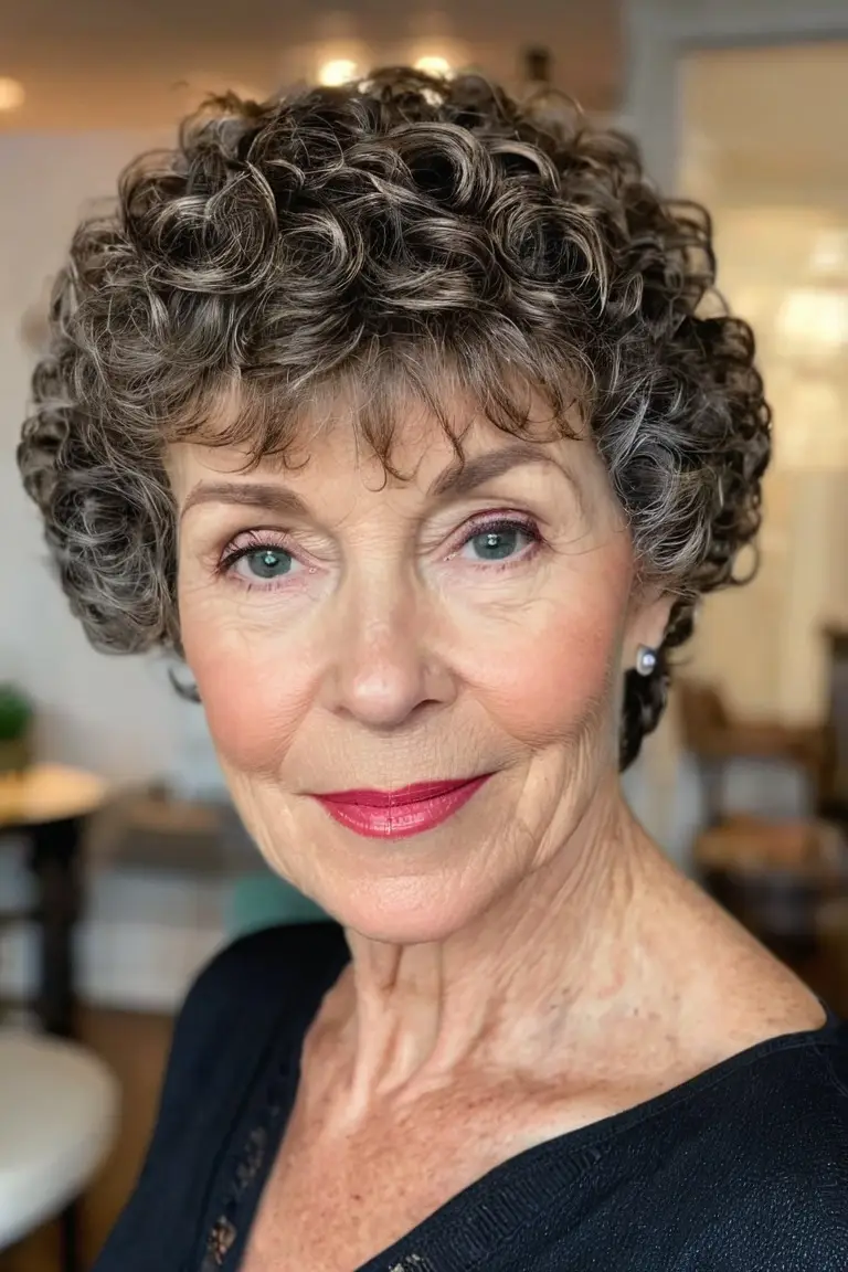 Curly Pixie With Bangs