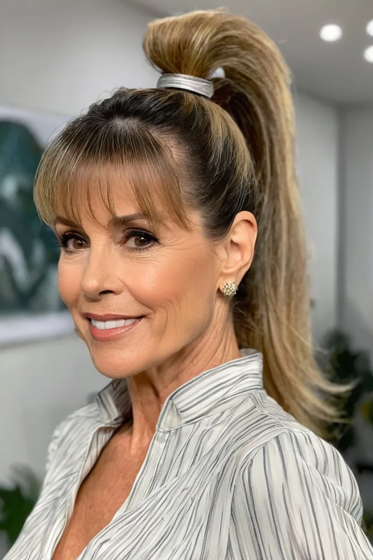 High Pony With Wispy Bangs