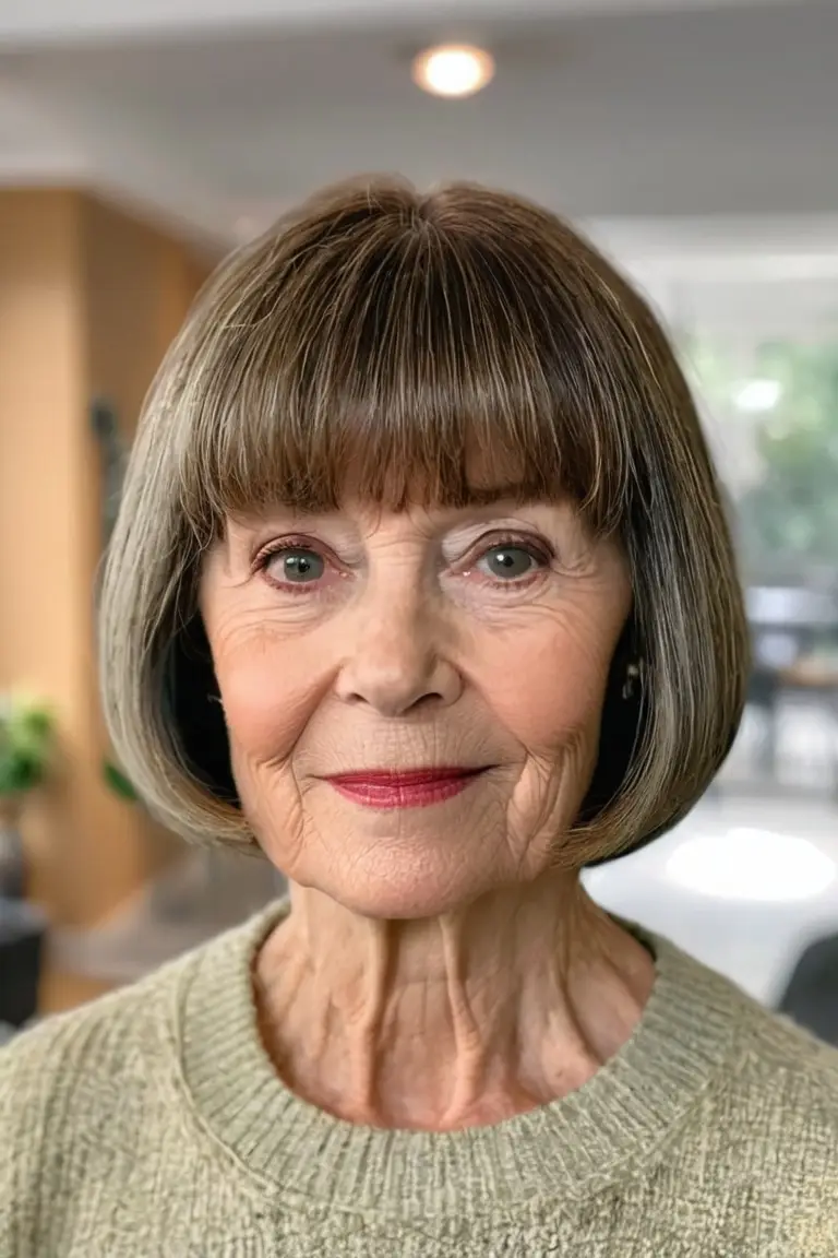 Highlighted Bob With Bangs