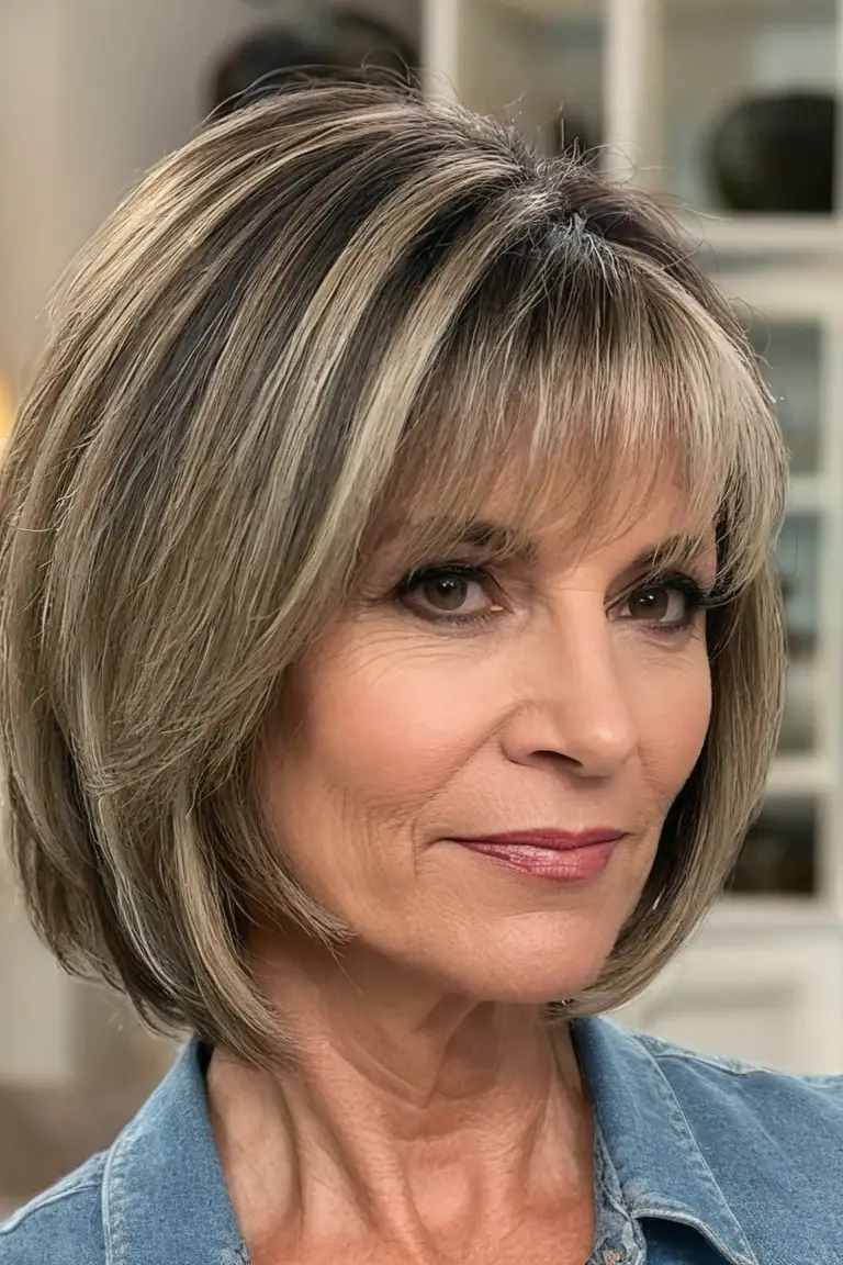 Inverted Bob With Highlights