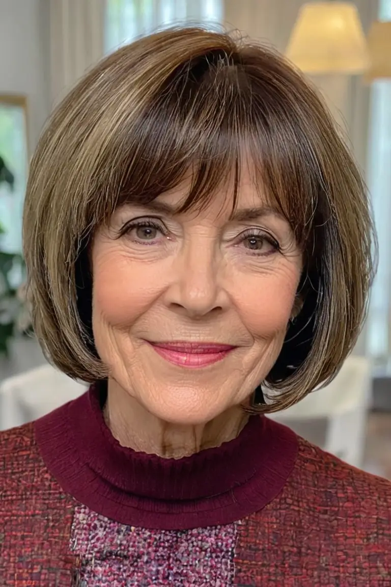 Layered Bob With Curtain Bangs