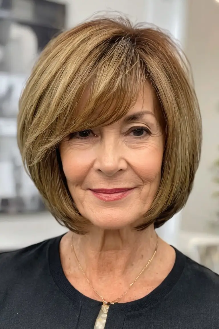 Layered Bob With Side-Swept Bangs