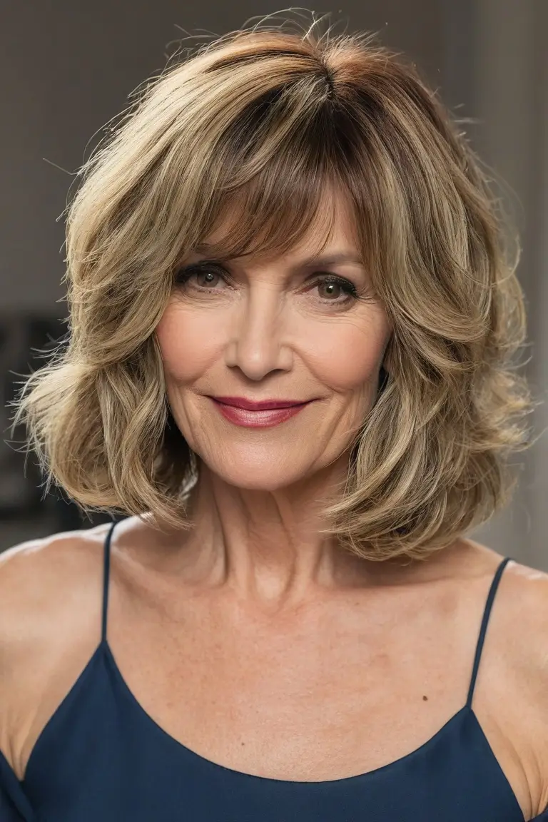 Layered Bob With Tousled Waves