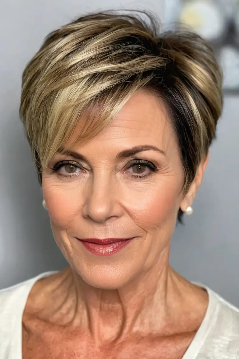 Layered Pixie With Side Part