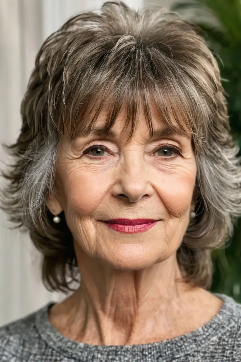 Layered Shaggy Cut With Wispy Bangs