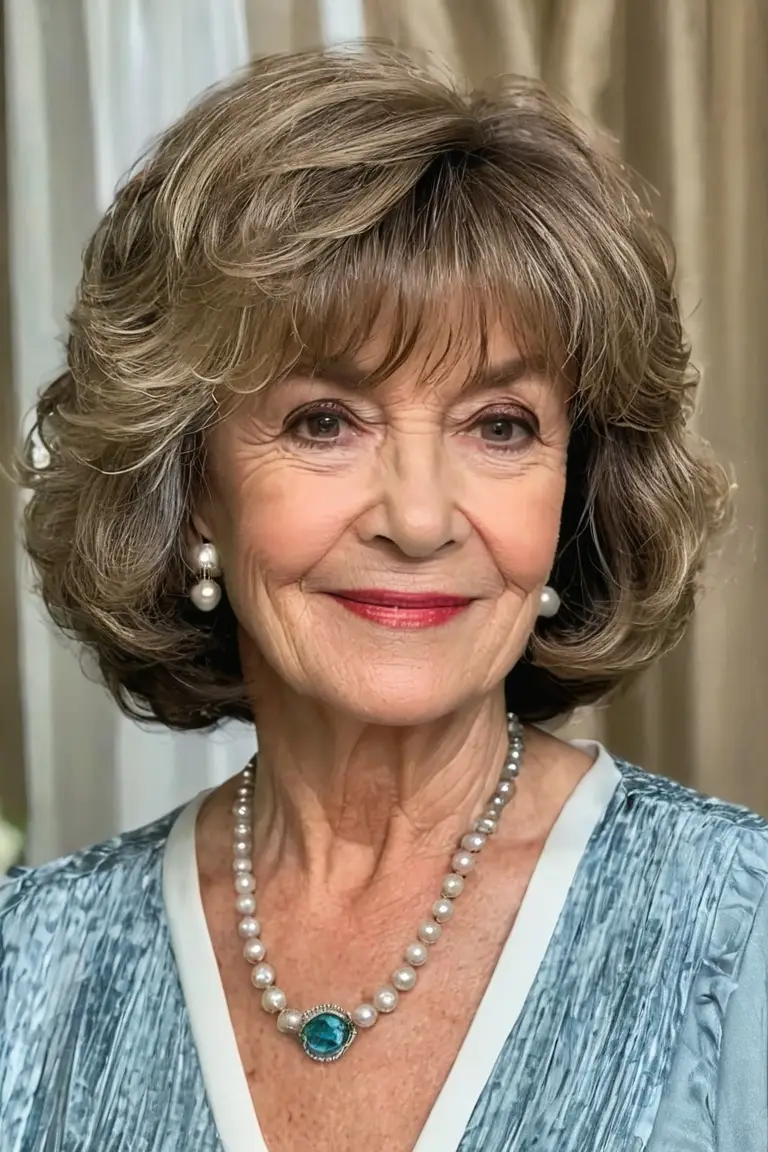 Layered Wavy Bob With Curtain Bangs