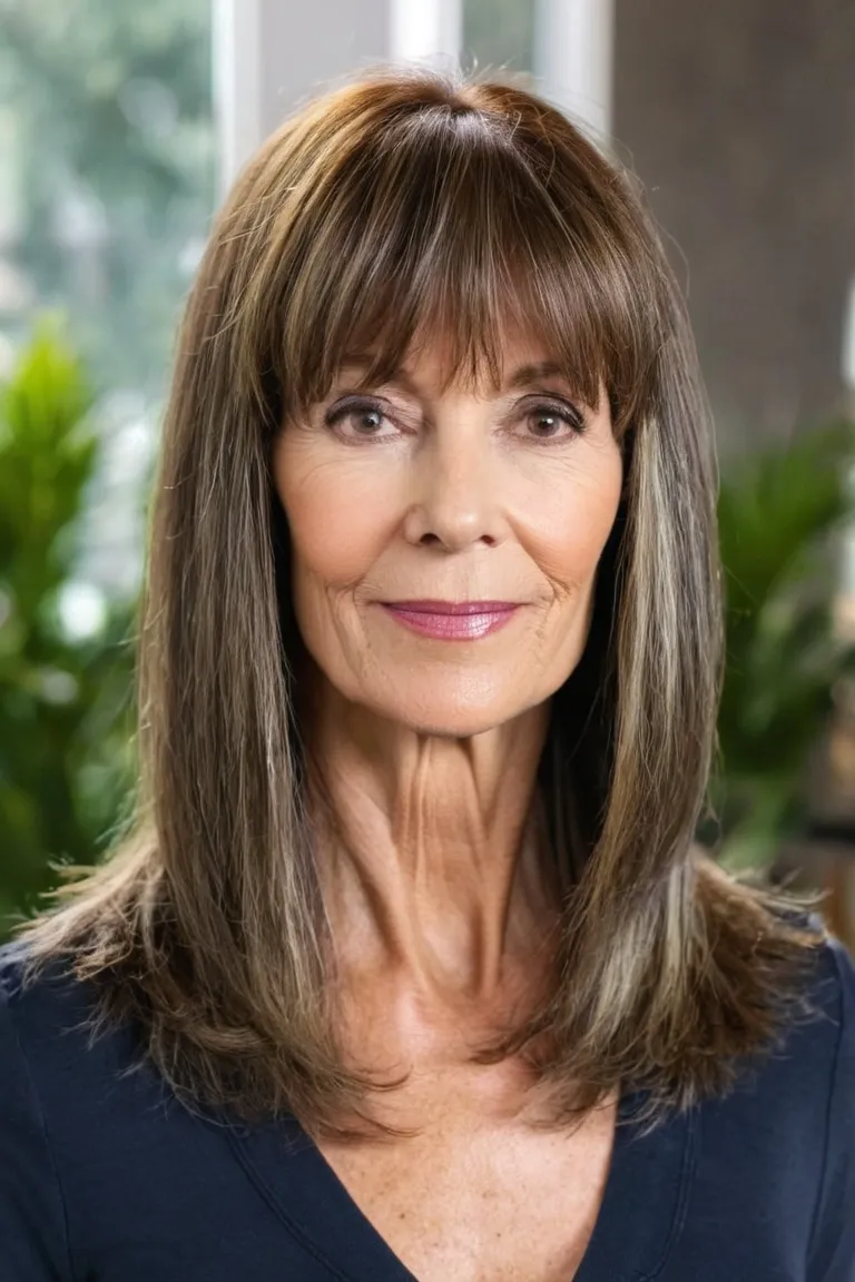 Long Layers With Blunt Bangs