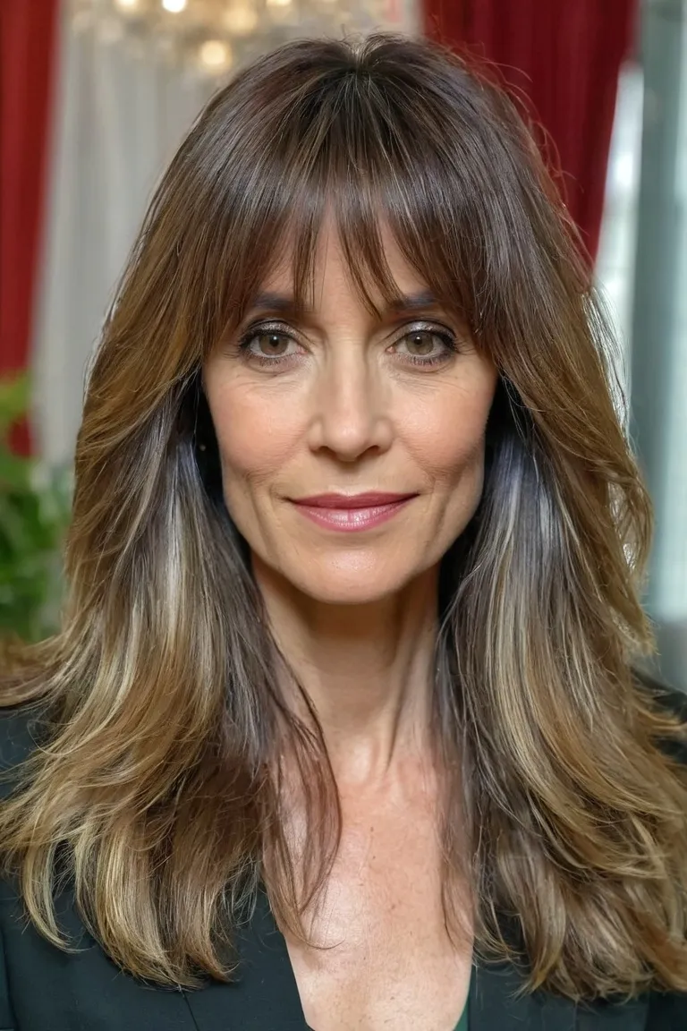 Long Layers With Curtain Bangs