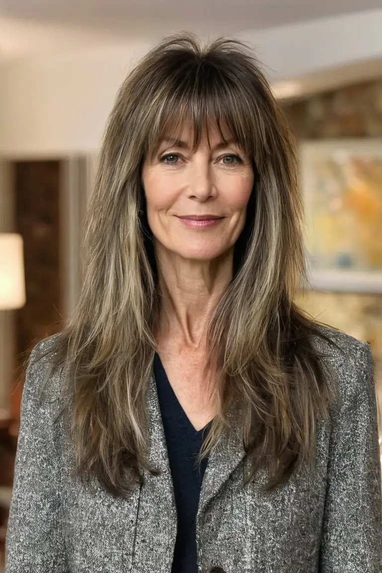 Long Shaggy Layers With Bangs