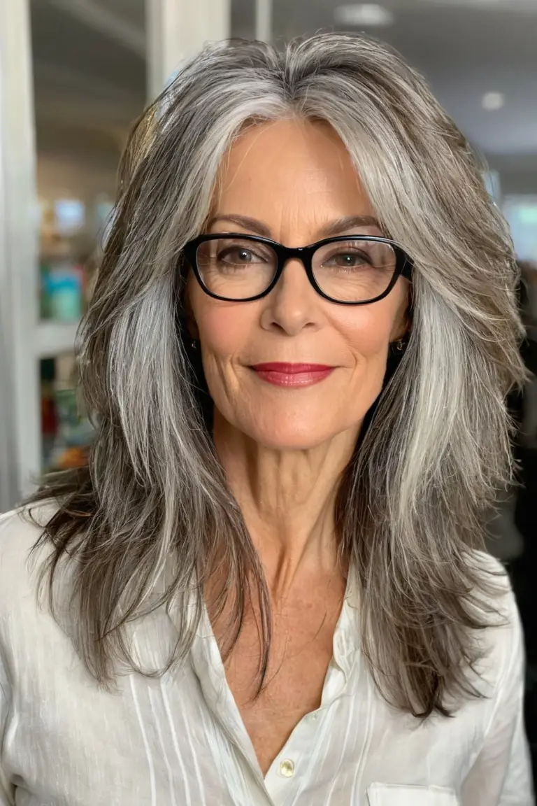Long Shaggy Layers With Side Part