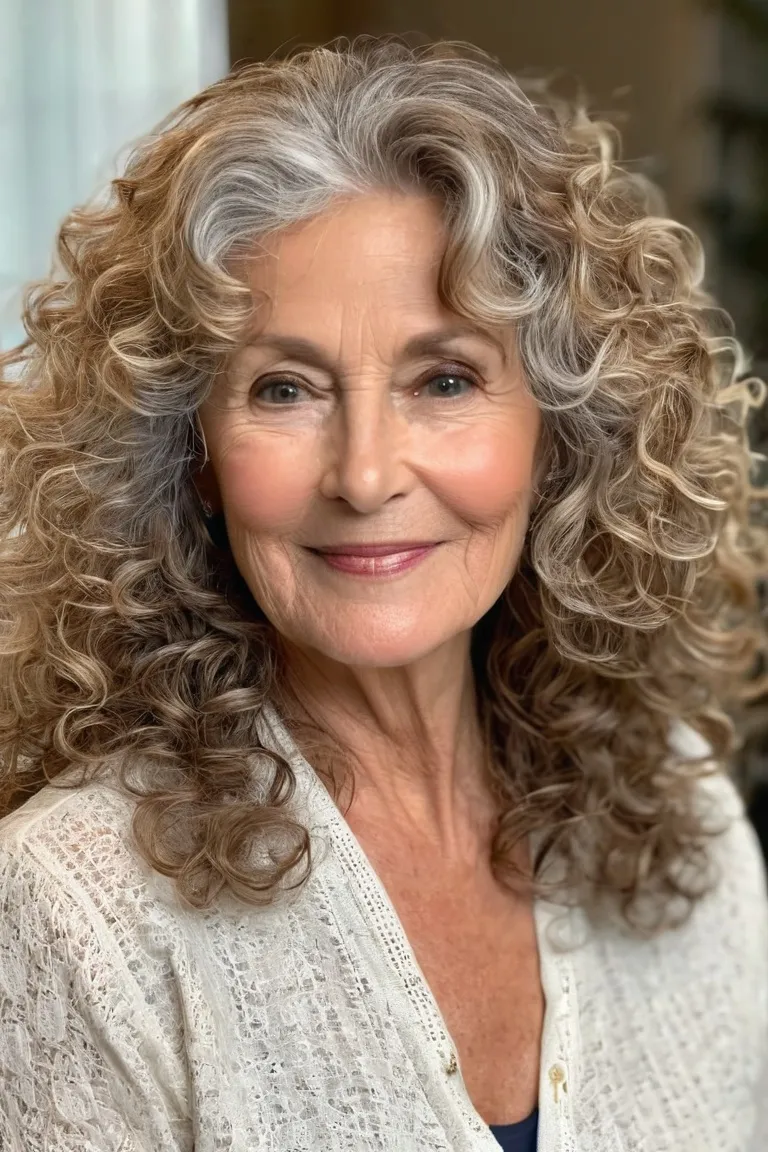 Long Voluminous Curls With Face-Framing Highlights