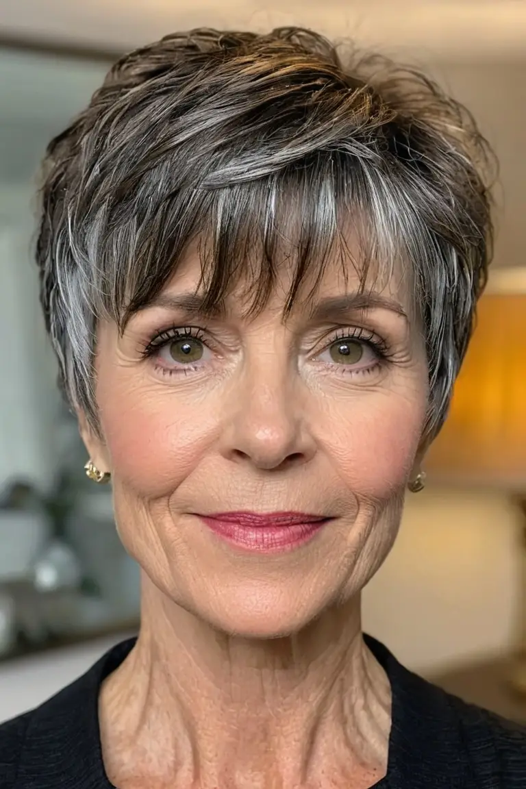 Piecey Textured Pixie With Bangs