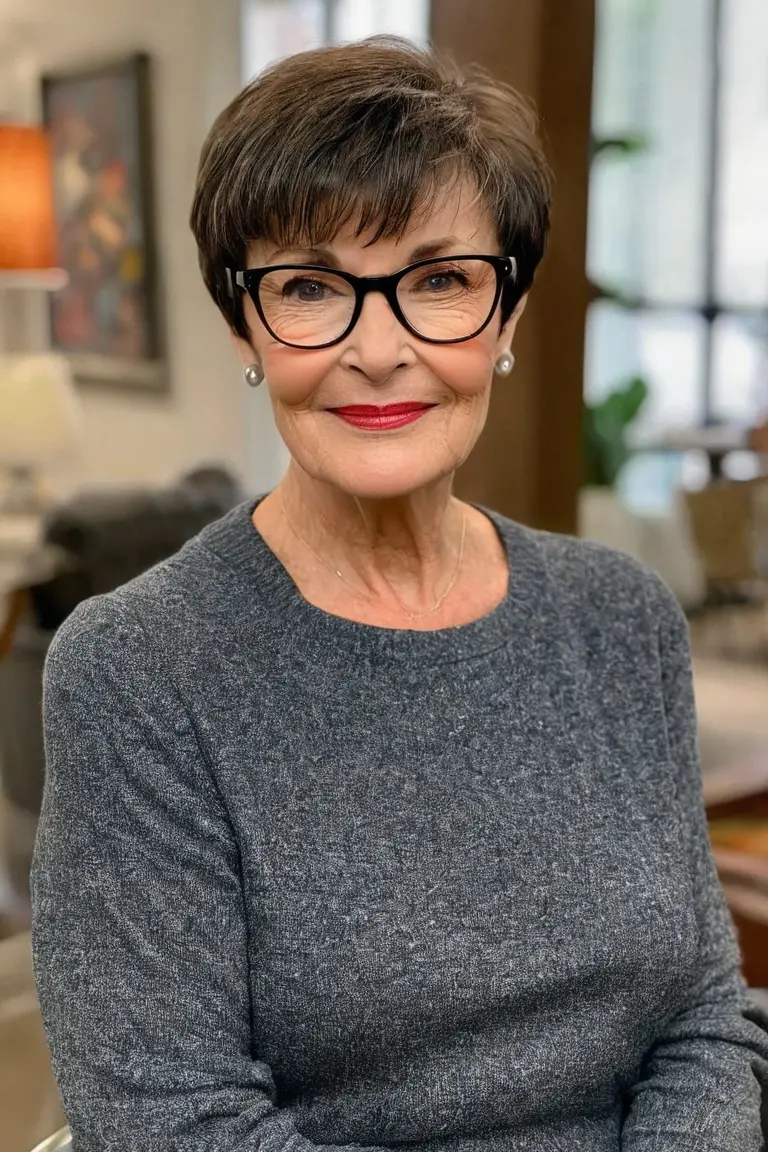 Pixie Cut With Short Bangs and Glasses