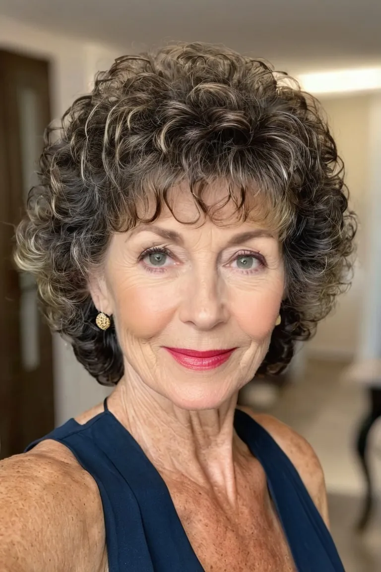 Short Curly Shag With Bangs