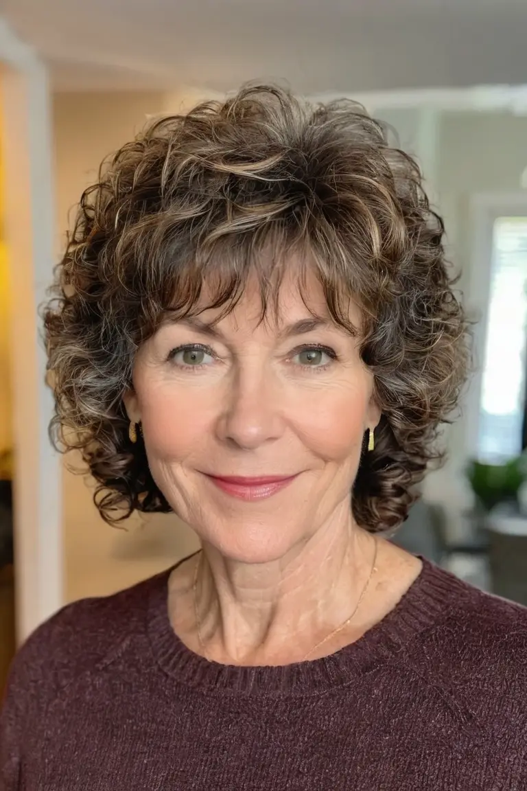 Short Layered Curls With Bangs