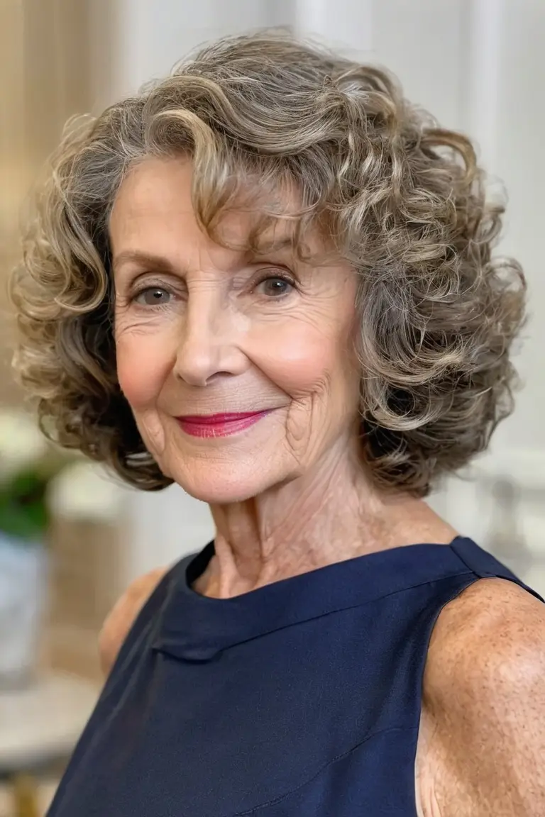 Shoulder-Length Curly Long Bob