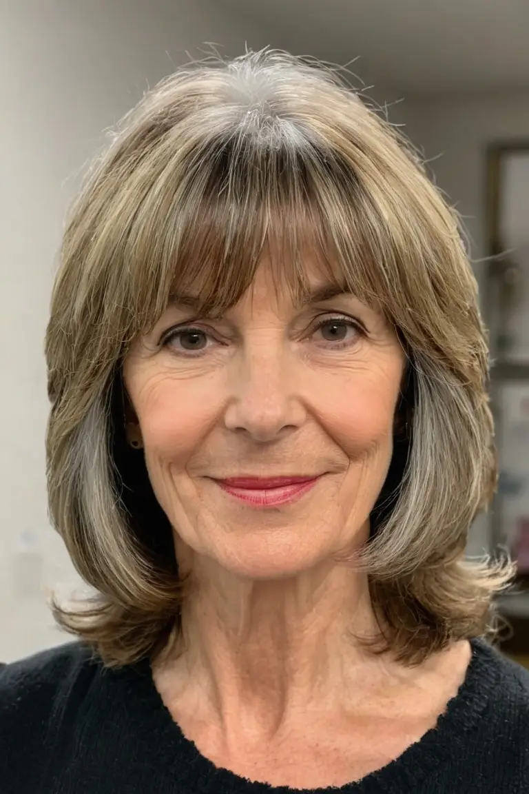 Shoulder-Length Layers With Bangs