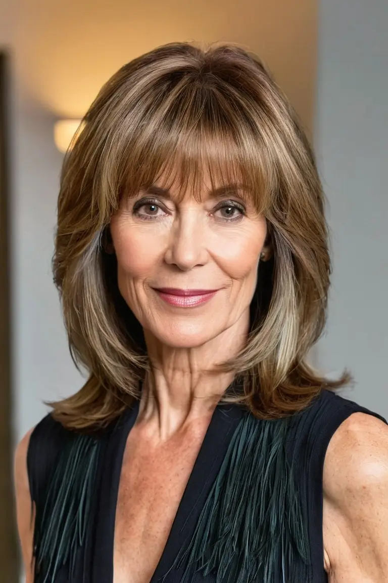Shoulder-Length Layers With Fringe