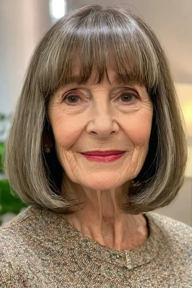 Shoulder-Length Long Bob With Bangs