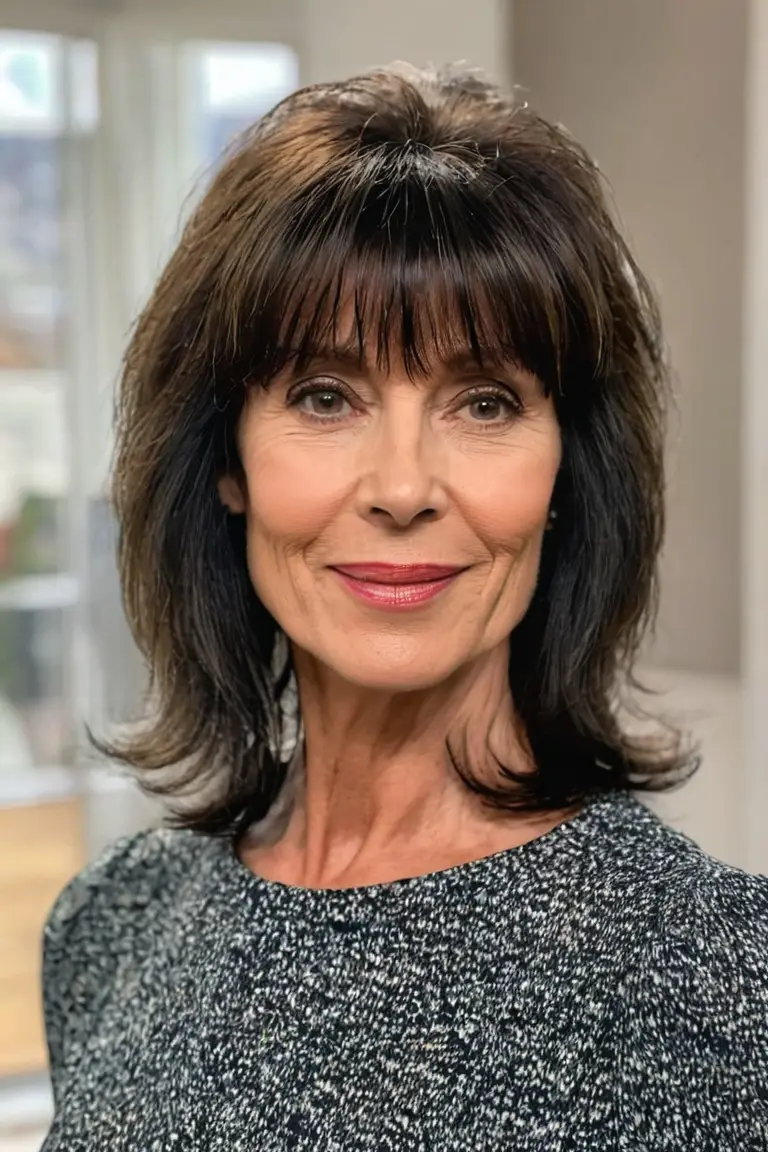 Shoulder-Length Shag With Bangs