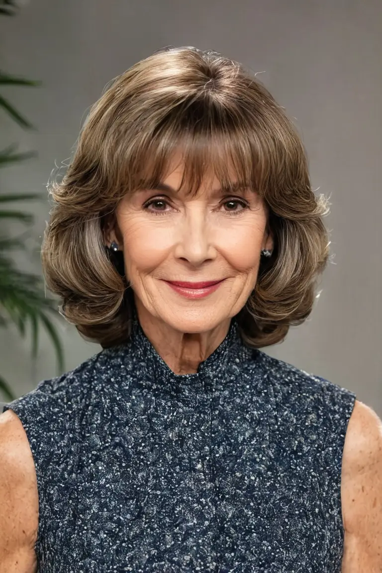 Shoulder-Length Waves With Bangs