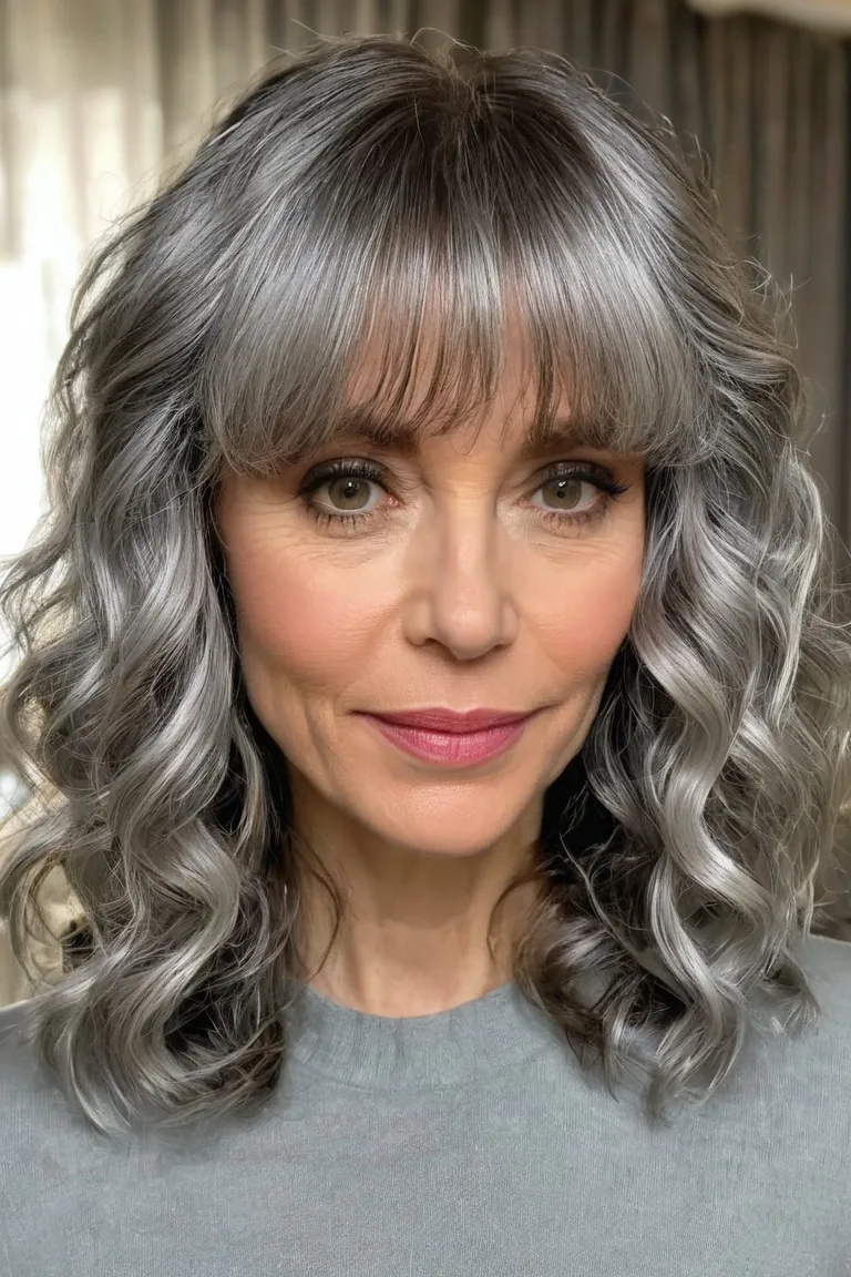 Silver Waves With Curtain Bangs