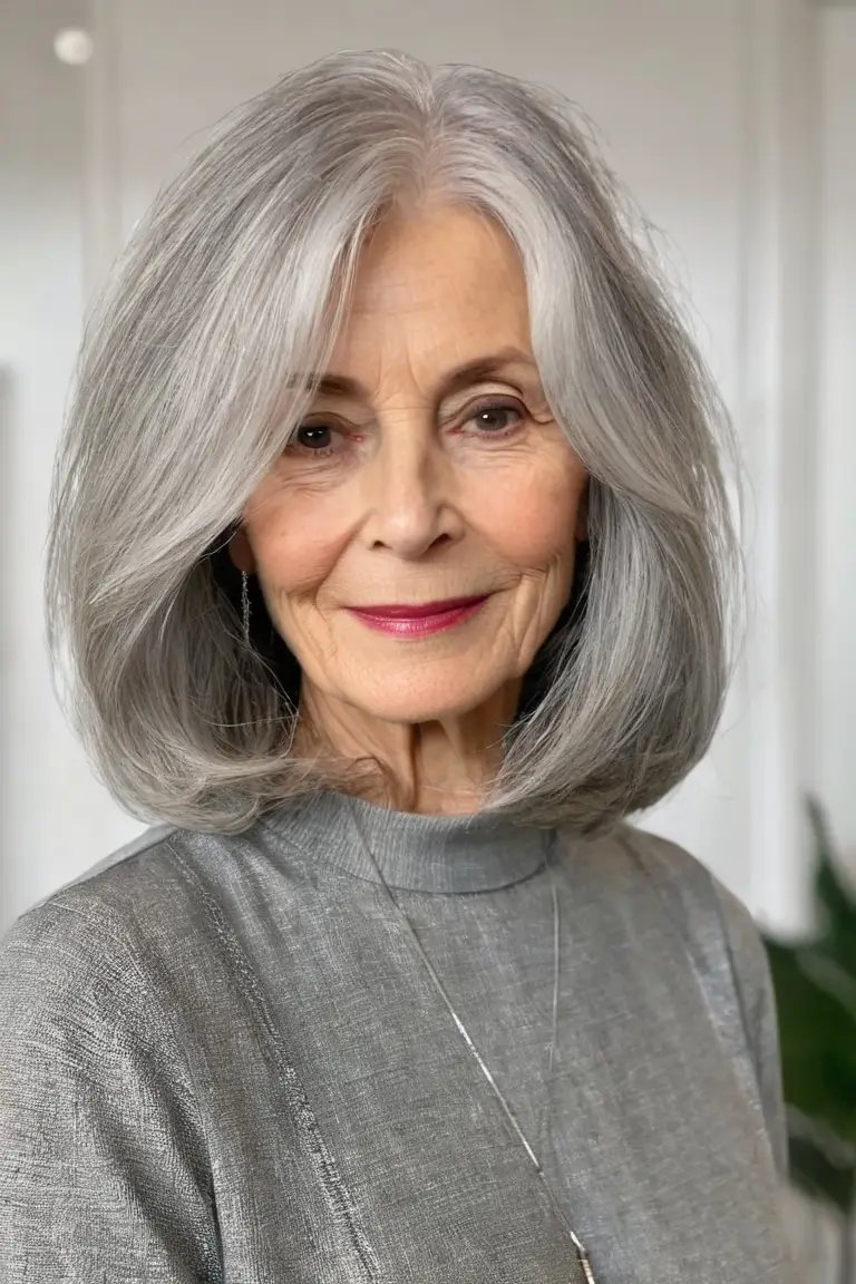 Silver Wispy Lob (long Bob)