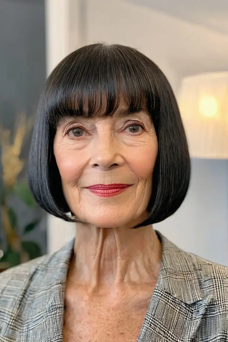 Sleek Straight Bob With Bangs