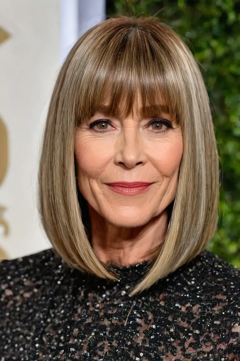 Straight Long Bob With Bangs