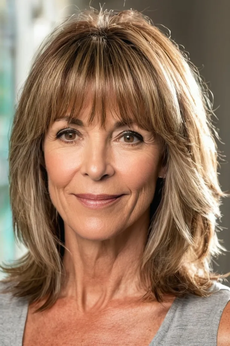 Sunkissed Layers With Side Swept Bangs