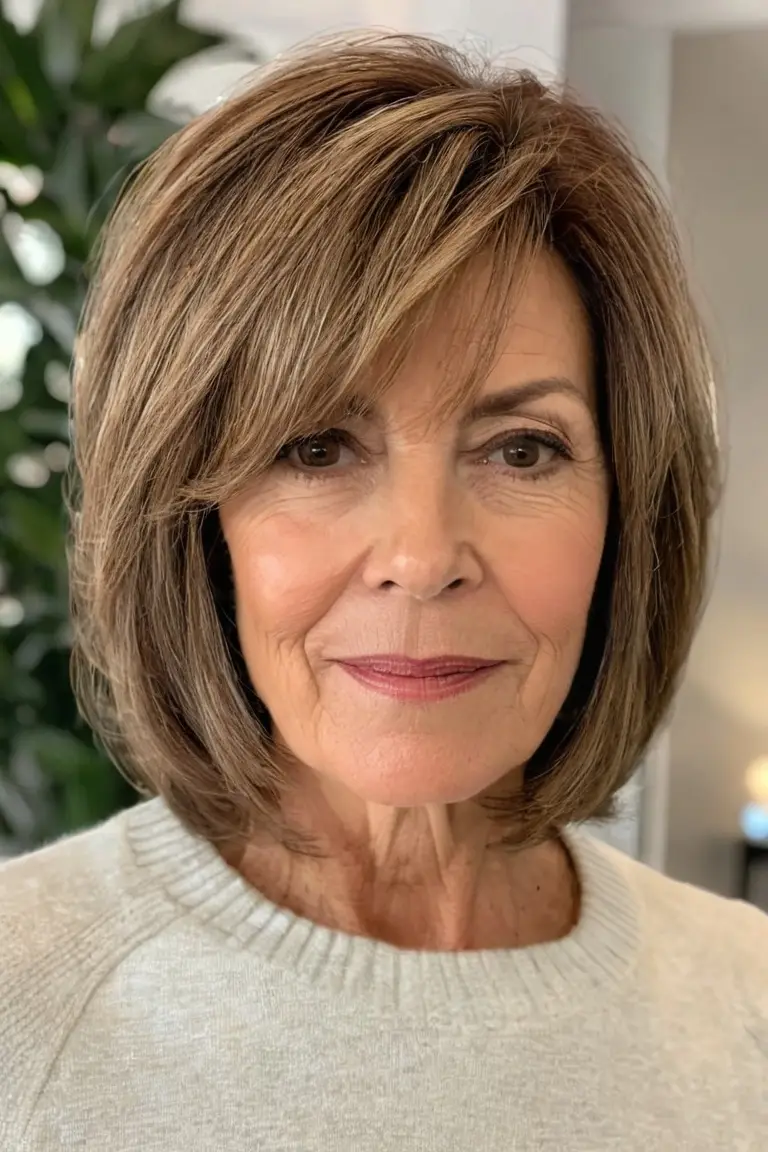Teased Brown Layered Bob