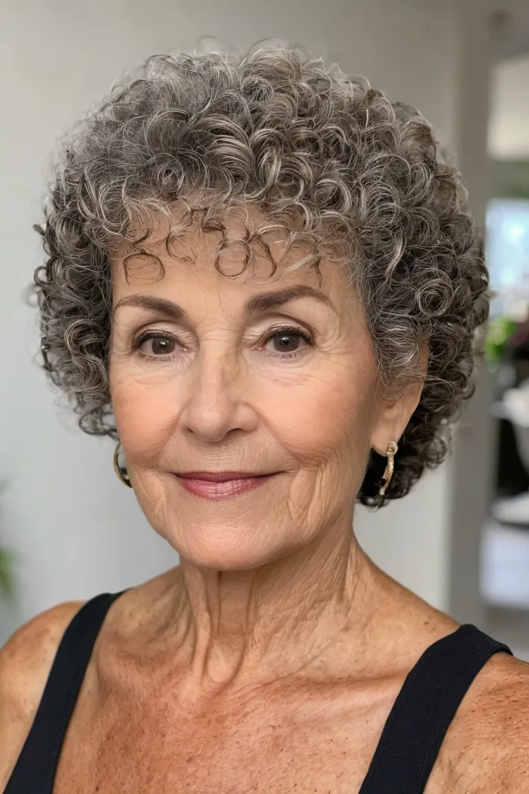 Textured Curly Crop With Side Part