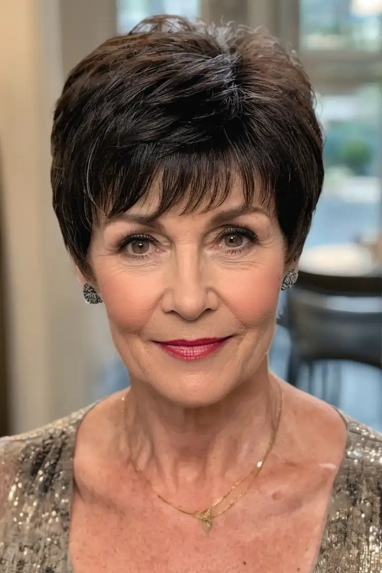 Textured Espresso Pixie With Piecey Bangs