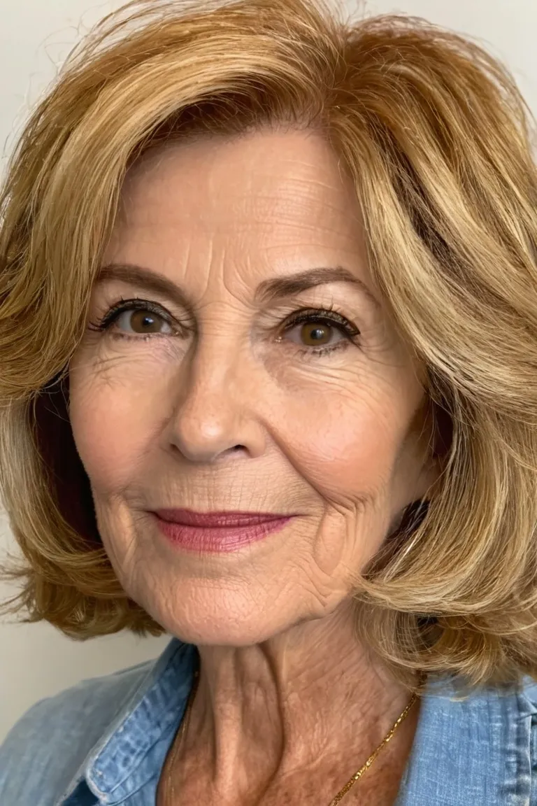 Textured Golden Layers With Side Part