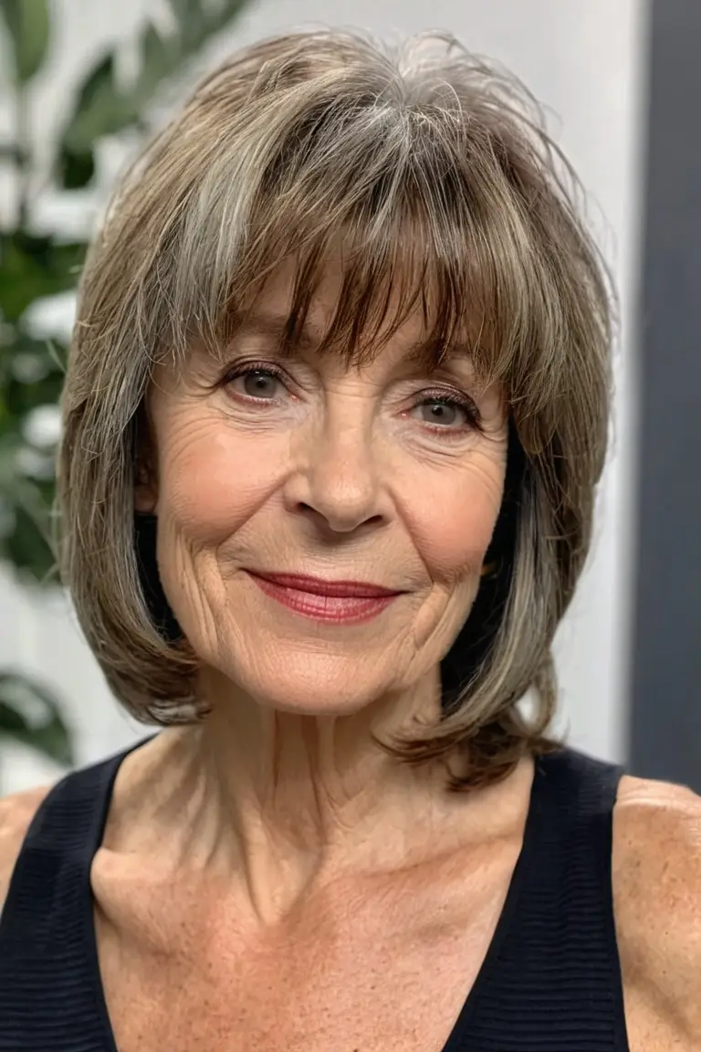 Textured Layered Lob (long Bob) With Bangs