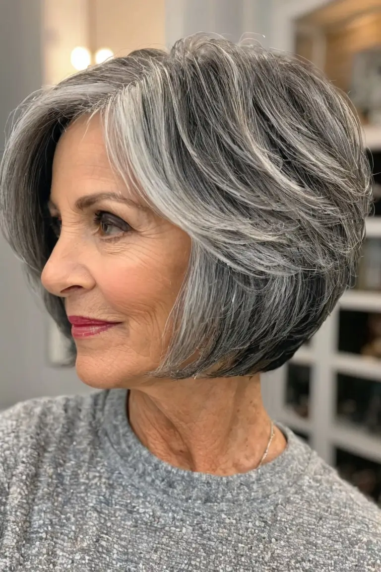 Textured Layered Salt and Pepper Bob