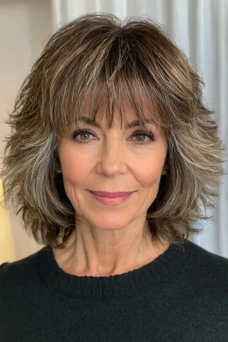 Textured Layers With Curtain Bangs