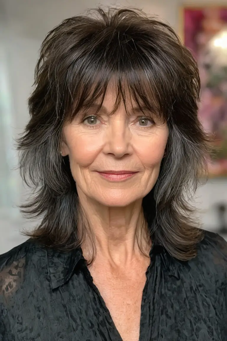 Tousled Layered Shag With Bangs