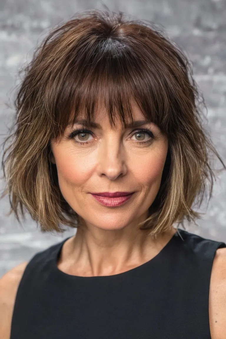 Tousled Lob With Bangs