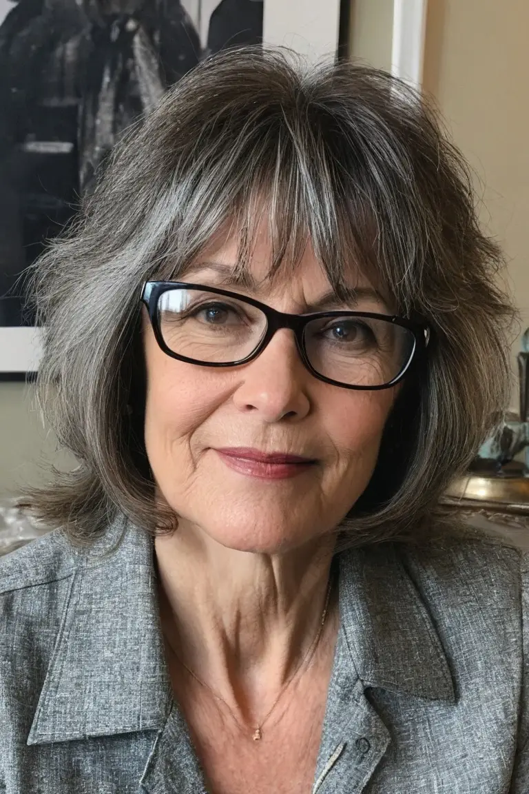 Tousled Mid-Length Cut With Bangs