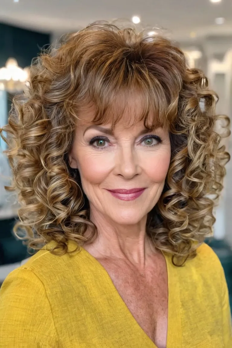 Voluminous Curls With Bangs